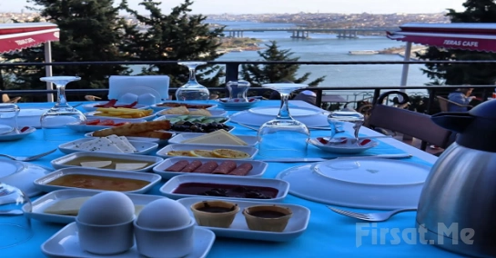 Eyüp Pierre Lotti Tepesi Aziyade Restaurant’ta Muhteşem Haliç ve İstanbul Manzarası Eşliğinde 2 Kişilik Serpme Kahvaltı