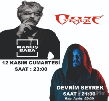Ooze Venue Sahne’de 12 Kasım’da ’Devrim Seyrek & Manuş Baba’ Konser Bileti (1 Alana 1 Bedava)