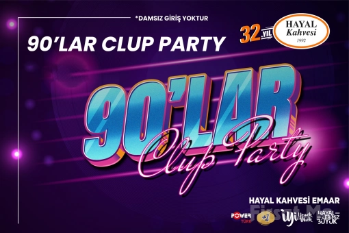Hayal Kahvesi Emaar’da ’90’lar Clup Gecesi’ Konser Bileti (1 Alana 1 Bedava Avantajıyla)
