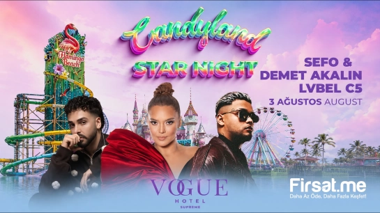 Candyland Bodrum Lunapark’ta 3 Ağustos’ta ’Demet Akalın & Sefo ve Lvbel C5 Konser Bileti’ Tüm Gün Lunapark Kullanımı Dahil